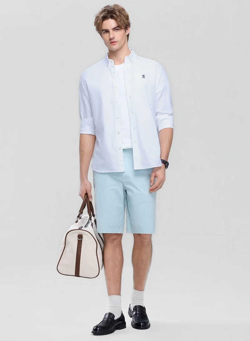 جيوردانو Men’s Cotton Slim Oxford Shirt with Embroidery